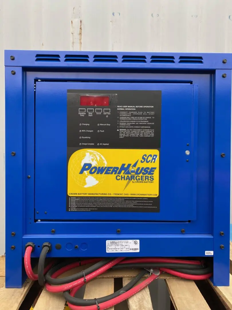 Blue PowerHouse SCR battery charger front view.